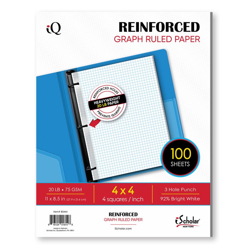 iScholar Reinforced Quad Filler Paper, 100 Sheets (83444) - Image 1